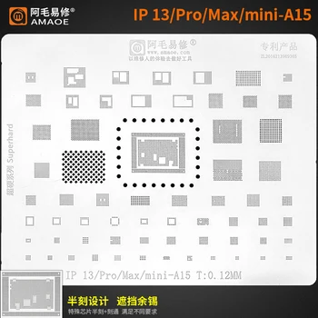 AMAOE BGA Reballing Estêncil Para iPhone 13 Pro/Max/Mini-Série/IP13-A15/CPU/Malha de Aço Chip IC de Solda Modelo Tin Plantio Net  5