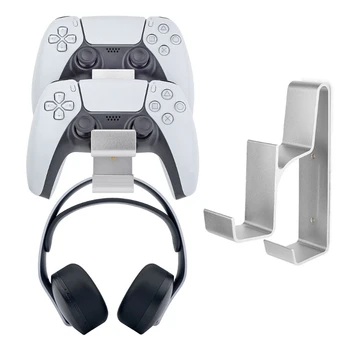C1FB Dupla de Montagem na Parede Suporte de Cabide para PS4 PS5 Jogo Controlador Gamepad Fone de ouvido Fone de ouvido Prateleira Suporte de agulha Acessórios  3