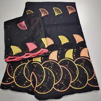 10 cores (5+2yards/set) Maravilhoso projeto oco Africana Suíço rendas de algodão tecido com bordados elegantes para vestido de festa CLT005  5