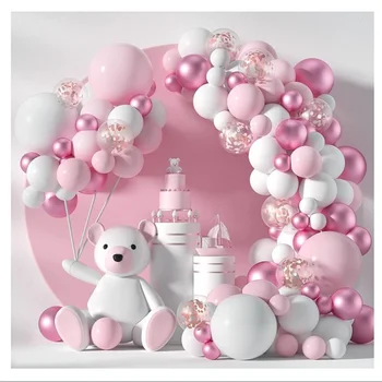 Chá de bebê Festa de Balões Conjunto de Meninas Aniversário Balões Dia dos Namorados cor-de-Rosa Romântico Balões Engrossado Balão de Festa Decoração  4
