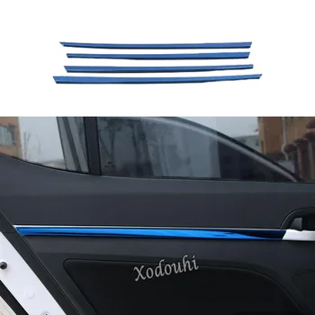 Para Hyundai Elantra Avante 2016 2017 2018 2019 2020 Tampa do Carro Interior em Aço Inoxidável, Porta Bacia Superior do friso decorativo Moldura Vara 4PCs  5