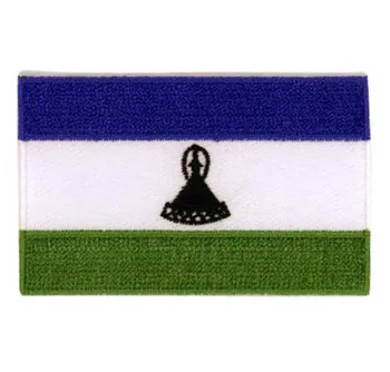Lesoto Bandeira de Vestuário Etiquetas Feita por Sarja com Televisão Broder e de Ferro Sobre como fazer frete grátis por Postar  0
