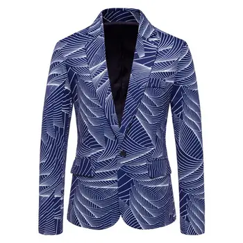 Moda masculina Impresso Blazers Business Casual Vire para baixo de Gola Blazer Clássico Blazer de Um Botão Ternos para homens trajes de hombre  5