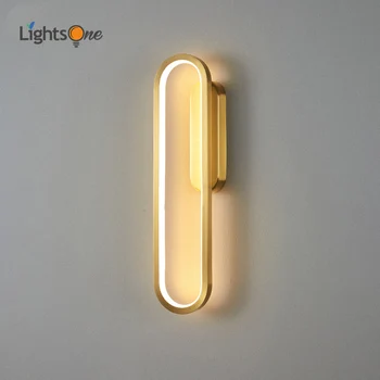 Moderno e simples de cobre lâmpada de parede do quarto de cabeceira lâmpada criativo minimalista corredor de parede de luz  3