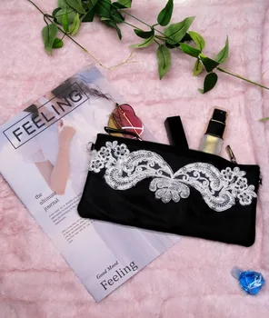 2019 Feita a Mão designer de mulheres de renda bolsas femininas Bordado de flores feitas a mão com paetês 2 em 1 Bolsa Cadeia de ombro saco Cosmético  5