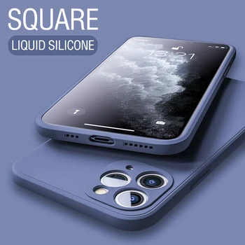 Praça do Silicone Para o iPhone da Apple 7 8 XR XS Max 11 12 Pro Max Slim Fina Capa  5