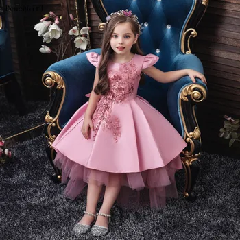 Bordados Applique Vestido de Princesa para Bebê Menina Elegante Flor de Meninas Vestidos de Festa de Natal, Halloween as Crianças Roupas Photoshoot  0