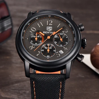 BENYAR Relógio de Desporto para Homens Moda Quartzo relógio de Pulso de Luxo de Couro Mens Relógios 50ATM Impermeável Militar Relógio Masculino  10