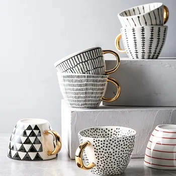 Criativo estilo Nórdico ins de cerâmica especial em forma de caneca grande capacidade de água simples café pequeno-almoço copa Copos de casa de café  5