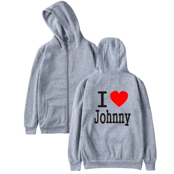 Eu AMO o Johnny Hallyday moda hip hop homens mulheres zíper capuz jaqueta casual top de treino de manga longa fecho de correr de moletom com capuz  5