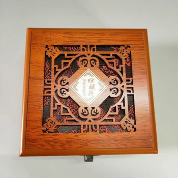 Requintado Chinês Clássico, de estilo Antigo Artesanal Forjada Grão de Madeira Bracelete, Caixa da Colar Caixa de Jóias / Caixa de Armazenamento  5