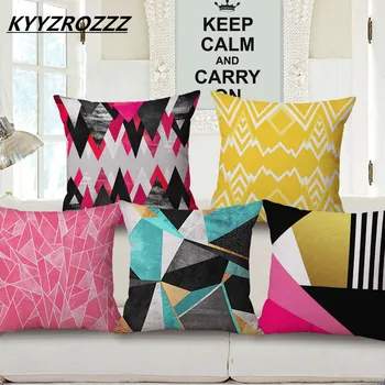 KYYZROZZZ Geometria cor-de-Rosa Aquarela Triângulos de Impressão do Carro Decorativa Jogar Fronha de Travesseiro Capa de Almofada de Sofá de Casa Decoração  5