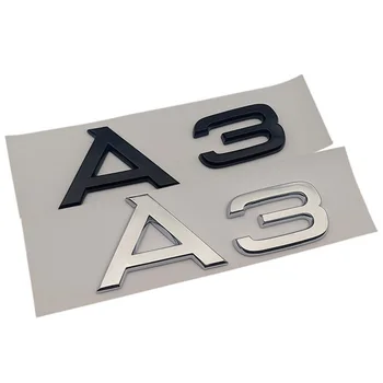 ABS Preto 3d Chrome Letras Para Adesivos de carros Audi A3 Emblema A3 8P Sline 8L 8V Sedan Sportback 8pa 8p1 Tronco Acessórios  0