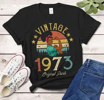 Vintage 1973 T-Shirt das Mulheres Africanas Presente Feito no aniversário de 49 anos de idade, Presente de Menina Mulher, Mãe de aniversário idéia Engraçado 100% algodão Camiseta  10