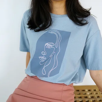 Casual Resumo Femme T-shirts a Impressão de Caracteres Mulheres de Roupas Engraçado Impressão de Verão Tops Mulheres Estilo coreano T-shirt Manga Curta  10
