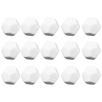15 Pack 22MM em branco em Branco Dado Conjunto de Acrílico Arredondado D12 Dados Cubos do Jogo,Diversão,DIY da Etiqueta e de Ensino de Matemática  10