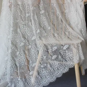 Alto grau de fios de vidro de renda fabri Branca e Macia de Nylon Cílios Lace Vestido de Noiva Tecido 150cm  4