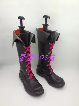 LOL Jinx O Canhão Solto Preto cor-de-Rosa de Halloween Cosplay Sapatos Botas X002  10
