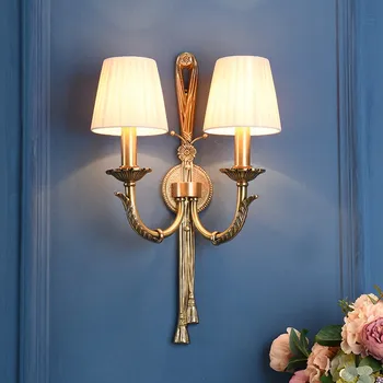 Cobre lâmpada de parede Nórdicos alto grau de sala de estar, quarto, sala de jantar arte luzes artesanal de cobre arandelas de parede nó Chinês  5