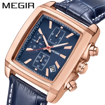 MEGIR Homens Relógios de Moda Cronógrafo Relógio Automático Impermeável Relógio de Couro Masculina Relógios mens 2020  5