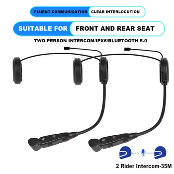 V2 Bluetooth 5.0 De Capacetes Para Motociclistas De Intercomunicação Fone De Ouvido 2 Pessoa Capacete Sem Fio Interfone Communicator Mãos Livres Suporte Automático  5