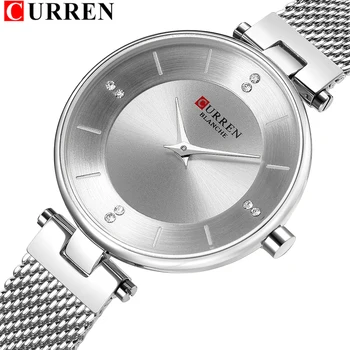 CURREN Mulheres Relógios Slim Moda Quartzo Relógio de Diamantes Com Malha de Aço Inoxidável Pulseira de 9031 Feminino Relógio Relógio Feminino  5