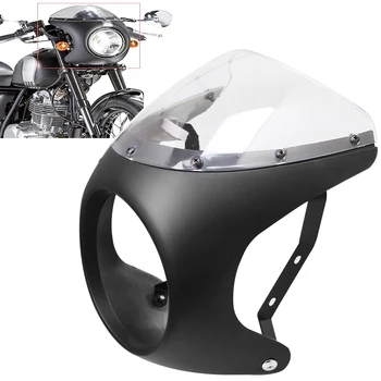 Moto Carenagem do Farol Dianteiro do pára-Brisas, pára-brisas de Plástico Universal Para Café Racer da motocicleta Retro farol do Vento Tela  5