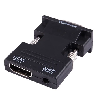 3X de 1080P HDMI Fêmea Para VGA Macho Com Saída de Áudio Cabo Conversor Adaptador  10