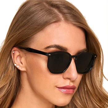 Novos Óculos de sol feminino masculino Feminino UV400 Óculos da Moda Vintage da Marca do Designer de Hip Hop Praça Verde Óculos de Sol  5