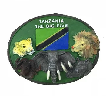 Feito a mão Pintada de Tanzanian Animais 3D Ímãs de Geladeira Turismo Lembranças Frigorífico Magnéticos, Etiquetas de Presente  0