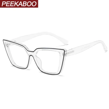 Peekaboo fêmea óculos anti luz azul clara, objectiva mola dobradiça transparente, óculos de armação de mulheres do vintage verde amarelo  5