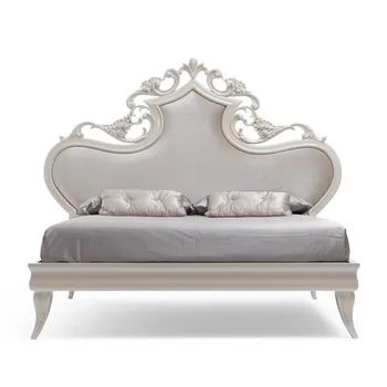 europeia moderna italiana em madeira maciça de couro genuíno cama de Moda Esculpida de luxo francês para quarto móveis king size jxj98  5
