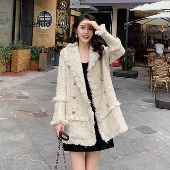 2021 primavera novo estilo coreano solta pequenas terno feminino net em tweed vermelho pequeno fragrância sentido de concepção de nicho jaqueta de tendência  5