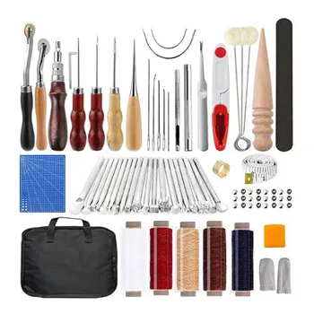 103 PCS Prática de Artesanato de Couro de Costura Soco Tool Kit Cortador de Escultura de Trabalho de Costura de Couro Conjunto de ferramentas Para Iniciantes  5
