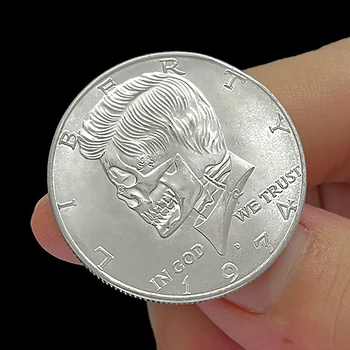 Prop moeda mágica re-gravado 1974 Kennedy de meio dólar 30mm dedo coin-giro monster Kidd prata banhado a moeda  1