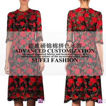 120cm de largura vermelho bordado floral solúvel em água laço de tecido para o vestido de camisa, de roupas de vestuário, decoração  10