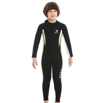 2,5 MM de Neoprene Roupa de Meninos de Moda, Uma Peça de Manga Longa Quente Protetor solar Desportos náuticos Natação Mergulho Surf Mergulho  5