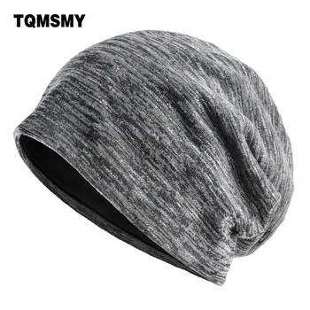 Unisex concisa outono inverno chapéus para mulheres beanies homens de chapéu de turbante hip-hop tampa de camada Dupla casual bonnet gorros de tricô caps homens  5