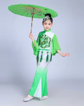 Chinês Tradicional Dança Oriental Trajes Meninas Modernas Yangko Dança Clássica Fã De Dança, Trajes Do Desempenho Da Fase  5