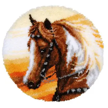 Trava do Gancho de Kits Pré-impresso Cavalo Padrão na Tela de DIY Tapete Bordado Conjunto de Crochê para Crianças e Adultos a Decoração Home  5