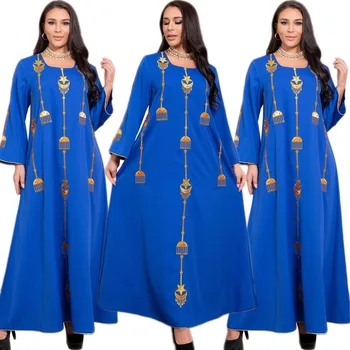 Muçulmano Do Ramadã, Eid Bordado Abaya Islâmica Longo Vestido De Mulher Árabe Étnica Maxi Manto Kaftan Oriente Médio Em Dubai Turco Primavera Novo  5