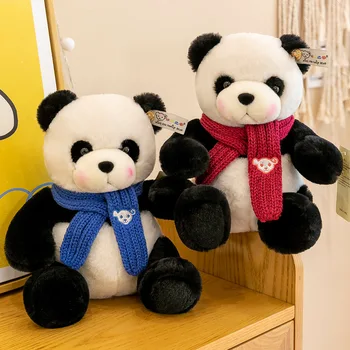 Panda boneca de pelúcia brinquedo bonito lenço preto-e-branco de gordura panda pequena boneca de pano de presente de aniversário  10
