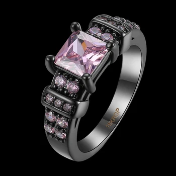 Novo Quente Populares Morganite cor-de-Rosa Cúbicos de Zircônia anéis para Mulheres negras Arma jóia do Anel de tamanho 6 7 8 9 AR2029  5