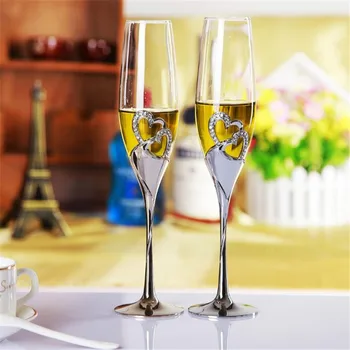 2 PCS / Set Casamento de Cristal de Brinde de Champanhe Flautas Óculos Copa do Casamento Festa de Casamento, Decoração de Copa para o Presente Bebida de Vinho  5