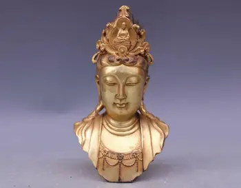 O Tibete O Budismo De Cobre, De Bronze, Kwan-Yin, O Bodhisattva GuanYin Buda Cabeça De Estátua  5