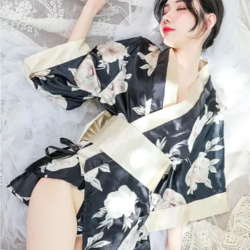 Sexy Janpenese Quimono Pijama Cosplay Meninas De Vestido Kawaii Trajes Flor Impresso Tradicional Estilo Túnica Solta, Roupa Yukata  5