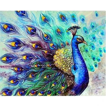 5D DIY Diamante Pintura Azul Pavão Pássaro de Ponto de Cruz, Kit de Bordado da Arte musiva Imagem de Strass Decoração de Casa BM134  5