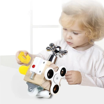 Bebê Ocupado Placa de Madeira Ocupado Cubo Crianças Montessori de Brinquedos Educativos, Mãos Segurando a Capacidade de Formação de Bloqueio Caixa de Aprendizagem Precoce  5
