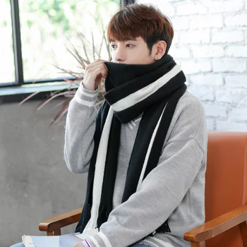 2022 Cachecol masculino inverno novo versátil versão coreana de cores simples dos homens de lenço de cachecol de lã  5