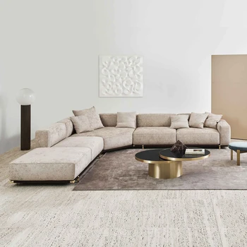 Luxo tecido de sofá de canto design sentido de italiano para três pessoas sofá  5